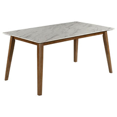 Everett 5-piece Faux Marble Top Dining Table Natural Walnut and Grey - 192761-S5