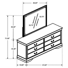 Louis Philippe 6-drawer Dresser with Mirror Cappuccino - 202413M