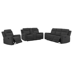 Brentwood 3-piece Upholstered Reclining Sofa Set Black - 610284-S3