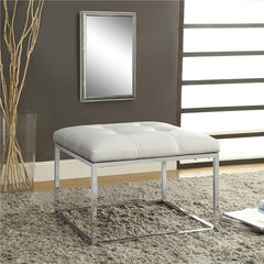 Swanson Square Upholstered Tufted Ottoman White - 500423