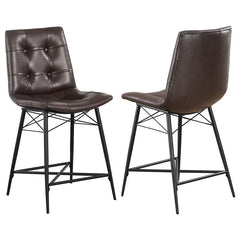 Aiken Upholstered Tufted Counter Height Stools Brown (Set of 2) - 107860