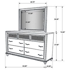 Barzini 7-drawer Dresser with Mirror White - 205893M