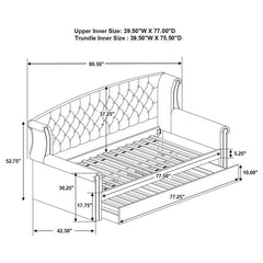 Scarlett Upholstered Twin Daybed with Trundle Grey - 300641