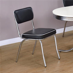 Retro Open Back Side Chairs Black and Chrome (Set of 2) - 2066