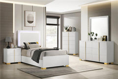 Marceline Wood Twin LED Panel Bed White - 222931T