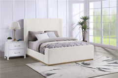 Nala Upholstered Eastern King Sleigh Bed Cream - 302046KE