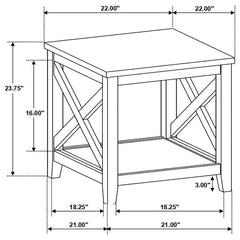 Hollis Square Wood End Table With Shelf Brown and White - 708097
