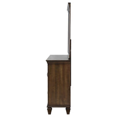 Franco 5-drawer Dresser with Mirror with 2 Louvered Doors Burnished Oak - 200973M