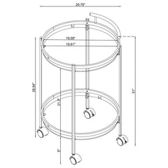 Chrissy 2-tier Round Glass Bar Cart Chrome - 181367