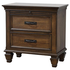 Franco 2-drawer Nightstand with Pull Out Tray Burnished Oak - 200972