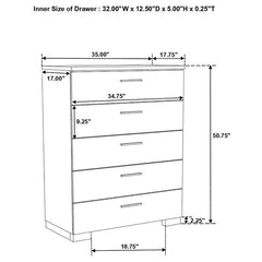 Felicity 5-piece Eastern King Bedroom Set White High Gloss - 203500KE-S5L