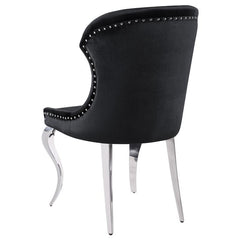 Cheyanne Upholstered Wingback Side Chair with Nailhead Trim Chrome and Black (Set of 2) - 190742