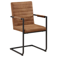 Nate Upholstered Dining Arm Chair Antique Brown and Black (Set of 2) - 123153