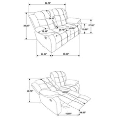 Rodman Upholstered Padded Arm Reclining Loveseat Olive Brown - 601882