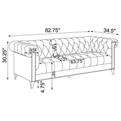 Bleker Upholstered Tuxedo Arm Tufted Sofa Blue - 509481