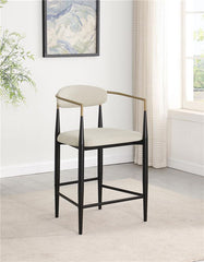 Tina Metal Counter Height Bar Stool with Upholstered Back and Seat Beige (Set of 2) - 121184