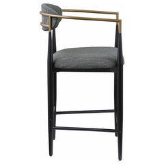 Tina Metal Counter Height Bar Stool with Upholstered Back and Seat Dark Grey (Set of 2) - 121186
