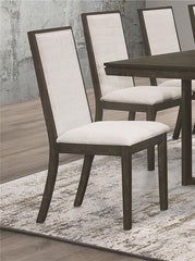 Kelly Upholstered Solid Back Dining Side Chair Beige and Dark Grey (Set of 2) - 107962