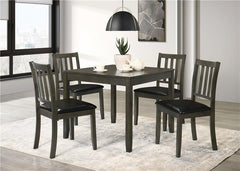Parkwood 5-piece Dining Set with Square Table and Slat Back Side Chairs Charcoal Grey and Black - 150410