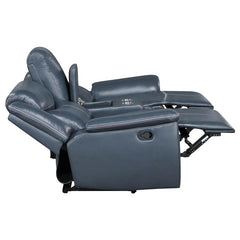 Sloane Upholstered Padded Arm Reclining Loveseat Blue - 610272