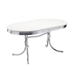 Retro 5-piece Oval Dining Set Glossy White and Black - 2065-S5