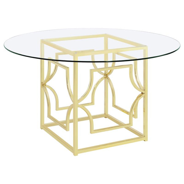 Starlight Round Glass Top Dining Table Clear and Brass - 192641BG