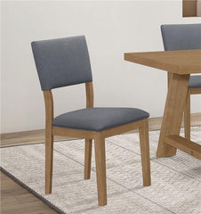 Sharon Open Back Padded Upholstered Dining Side Chair Blue and Brown (Set of 2) - 104172