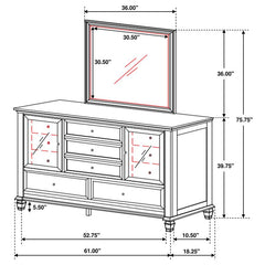 Sandy Beach 11-drawer Dresser with Mirror Black - 201323M