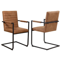 Nate Upholstered Dining Arm Chair Antique Brown and Black (Set of 2) - 123153