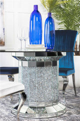 Ellie Cylinder Pedestal Glass Top Dining Table Mirror - 115551