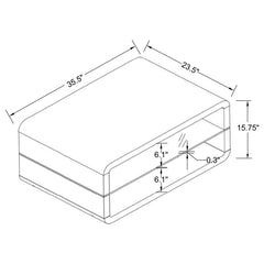 Elana 1-shelf Rectangular Coffee Table White High Gloss - 703268