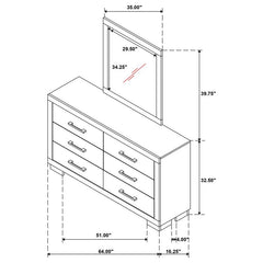Jessica 6-drawer Dresser with Mirror White - 202993M