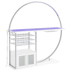 Risley 2-door Circular LED Home Bar with Wine Storage White High Gloss - 182798