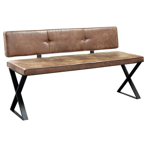 Abbott Upholstered Dining Bench Antique Brown and Matte Black - 192503