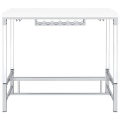 Norcrest Pub Height Bar Table with Acrylic Legs and Wine Storage White High Gloss - 182101
