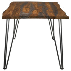 Neve Live-edge Dining Table with Hairpin Legs Sheesham Grey and Gunmetal - 193861
