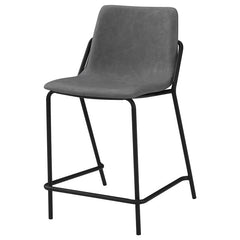 Earnest Solid Back Upholstered Counter Height Stools Grey and Black (Set of 2) - 183452