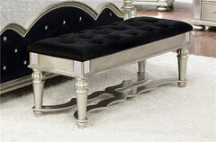 Heidi Upholstered Tufted Bench Metallic Platinum - 222736