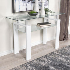 Dyer Rectangular Glass Top Entryway Sofa Console Table White - 703439