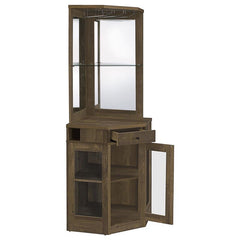 Alviso Corner Bar Cabinet with Stemware Rack Rustic Oak - 182303