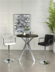 Edgerton Round Wood Top Bar Table Dark Oak and Chrome - 183131