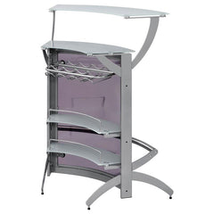 Dallas 2-shelf Home Bar Silver and Frosted Glass - 100135