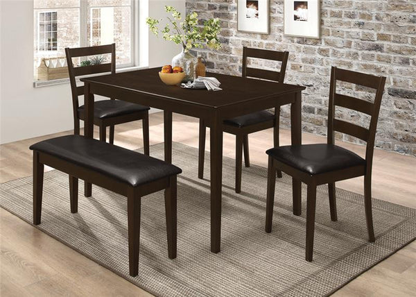Guillen 5-piece Dining Set with Bench Cappuccino and Dark Brown - 150232