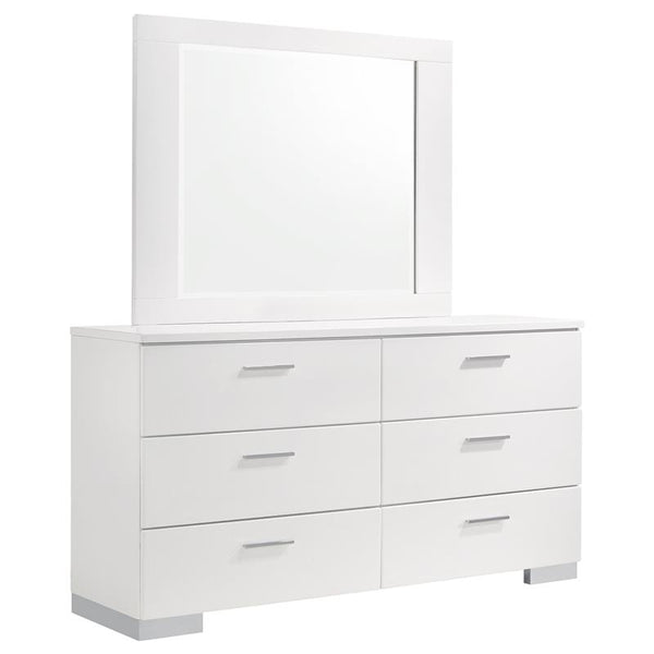 Felicity 6-drawer Dresser with Mirror Glossy White - 203503M
