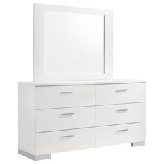 Felicity 6-drawer Dresser with Mirror Glossy White - 203503M