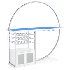 Risley 2-door Circular LED Home Bar with Wine Storage White High Gloss - 182798