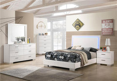 Felicity Wood Full LED Panel Bed White High Gloss - 203500F