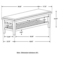 Franco Bench with Lower Shelf Beige and Burnished Oak - 200977