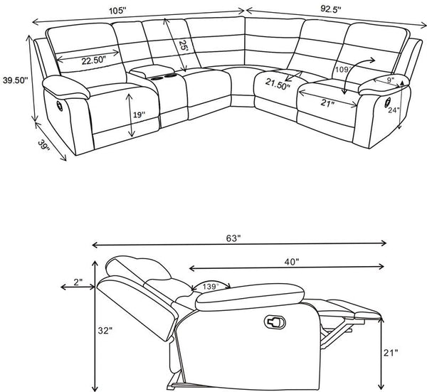 David Upholstered Reclining Sectional Sofa Smoke - 609620