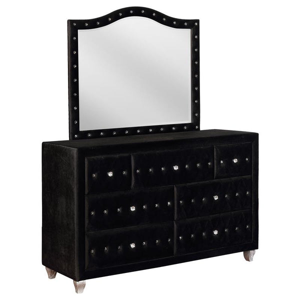Deanna 7-drawer Rectangular Dresser with Mirror Black - 206103M